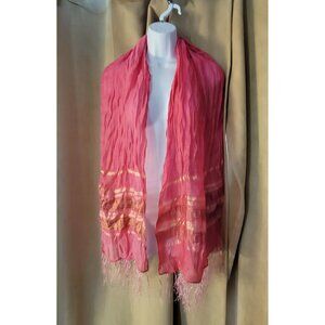 Pink Geometric Pattern Scarf with Gold Embroidery from Greece